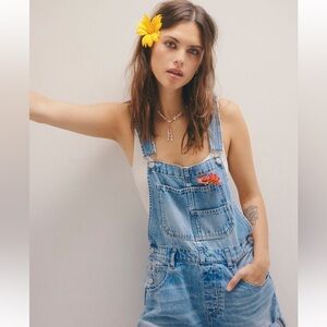 NWT We The Free -Free People denim short overalls